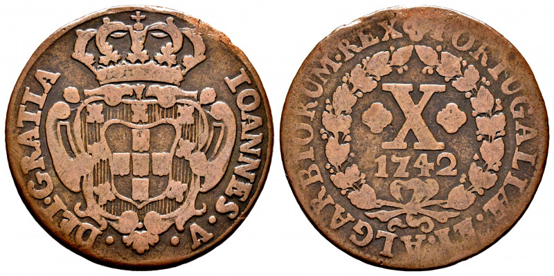 Portugal. D. Joao V (1706-1750). 10 reis. 1742. (Gomes-35.06). Ae. 10,76 g. VF/A...