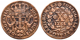 Portugal. D. José I (1750-1777). 10 reis. 1765. (Gomes-09.07). Ae. 12,81 g. Choice VF. Est...40,00. 


 SPANISH DESCRIPTION: Portugal. D. José I (1...