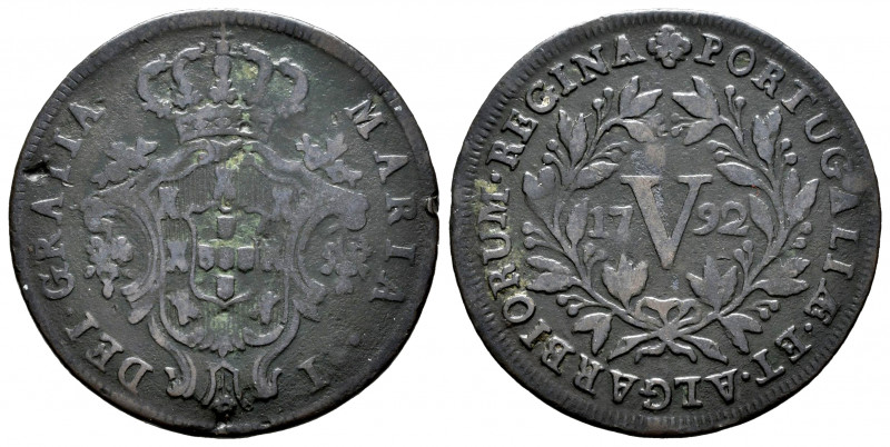 Portugal. D. Maria I (1786-1799). 5 reis. 1792. (Gomes-02.02). Ae. 5,91 g. Almos...