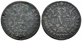Portugal. D. Maria I (1786-1799). 5 reis. 1792. (Gomes-02.02). Ae. 5,91 g. Almost VF/VF. Est...30,00. 


 SPANISH DESCRIPTION: Portugal. D. Maria I...
