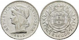 Portugal. 1 escudo. 1915. (Km-564). (Gomes-23.01). Ag. 24,89 g. XF. Est...50,00. 


 SPANISH DESCRIPTION: Portugal. 1 escudo. 1915. (Km-564). (Gome...