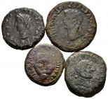 Lot of 4 coins from Hispania Ancient. Ulia As and Emerita Augusta As (2) and Dupondius. Some scarce. Ae. TO EXAMINE. Choice F/Almost VF. Est...250,00....