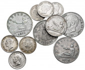 Lot of 11 silver coins of the Centenary of the Peseta, 1 peseta 1869, 2 pesetas 1869, 1870 (2), 1883, 50 centimes 1926 (6). TO EXAMINE. F/XF. Est...75...