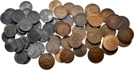 Lot of 62 coins from Germany. 1 Pfennig and 2 Pfennig with variety of years and mints. It includes some rare ones as 2 Pfennig 1940 J. Minted from 193...