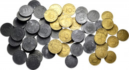 Lot of 63 coins from Germany (Third Reich). 5 and 10 Pfennig of different years and mints. Includes a few rare ones as 10 Pfennig 1943 J. Ae / Fe. TO ...