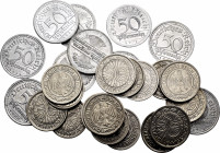 Lot of 50 coins from Germany. 50 Pfennig from 1919 to 1937, different mints. Al/Ni. TO EXAMINE. VF/Almost MS. Est...60,00. 


 SPANISH DESCRIPTION:...