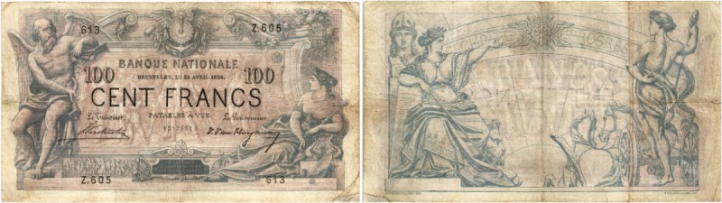 BELGIEN. Banque Nationale de Belgique. 100 Francs 1894, 21. April. Signatur: van...
