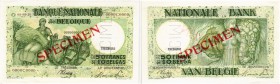 BELGIEN. Banque Nationale de Belgique. 50 Francs 1920-0-0. SPECIMEN. Aufdruck Av. TRESORIE und RV. THESAURIE. Signatur: Frère - Sontag. In Perforation...