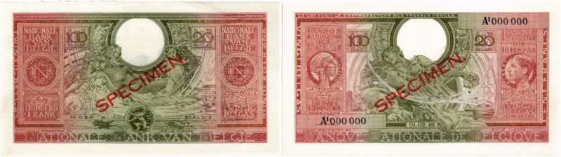 BELGIEN. Banque Nationale de Belgique. 100 Francs 1943, 1. Februar / 20 Belgas. ...