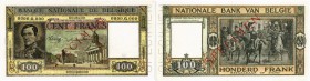 BELGIEN. Banque Nationale de Belgique. 100 Francs o. J. / ND. SPECIMEN. Jahr 00.00.00. Ausgegeben 3. November 1944 bis 19. Dezember 1945. Seriennummer...