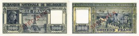 BELGIEN. Banque Nationale de Belgique. 1000 Francs o. J. / ND. SPECIMEN. Jahr 00.00.00. Ausgegeben 7. November 1944 bis 1. April 1946. Seriennummer 00...