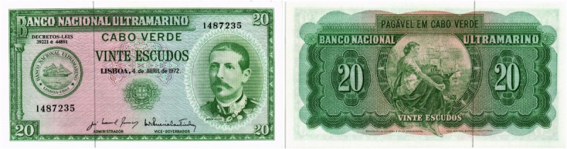CAP VERDE INSELN. Portugiesische Administration. Banco Nacional Ultramarino. 20 ...