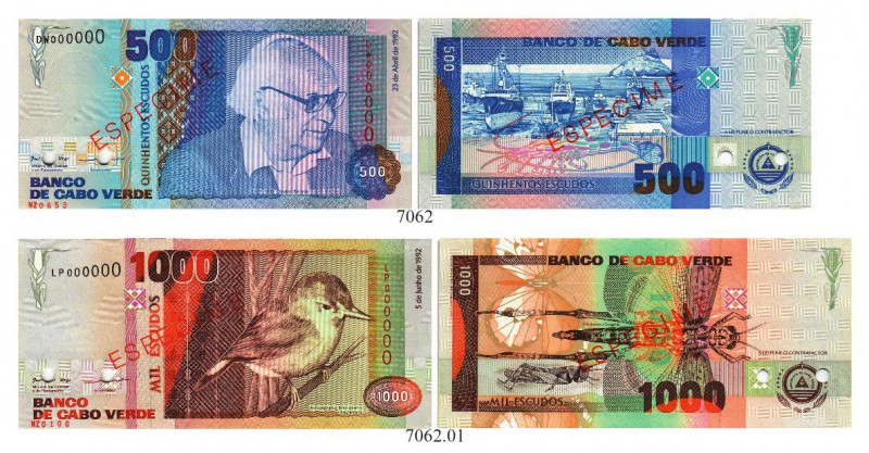 CAP VERDE INSELN. Republik. Banco de Cabo Verde. 500 Escudos 1992, 23. April & 1...