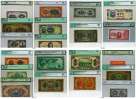 CHINA. Verschiedene Banken. Lot. 20 unterschiedliche und verkapselte Banknoten / 20 different graded banknotes: Bank of China, Pick 88b, PCGS-12. // T...