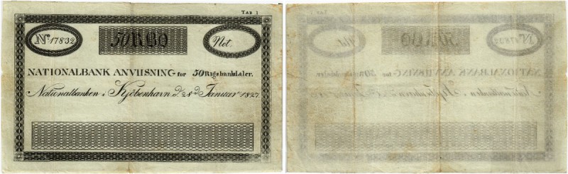 DÄNEMARK. Königreich. Nationalbank. 50 Ringsbankdaler 1827, 28. Januar. Probedru...