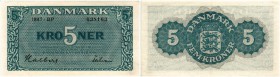 DÄNEMARK. Königreich. Nationalbank. 5 Kronen 1942. Pick 35d. I / Uncirculated.