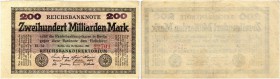 DEUTSCHLAND NACH 1918. Geldscheine der Inflation 1919-1924. 200 Milliarden Mark 1923, 15. Okt. Einteilung nach Rosenberg/Grabowski: a. KL. b. DV, FG, ...