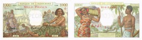 FRANKREICH / FRANZÖSISCHE TERRITORIEN. Banque d l'Indochine. Somaliland/Djibouti. 1000 Francs o. J. / ND. Specimen. In Perforation SPECIMEN. Pick 10s....