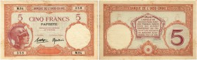 FRANKREICH / FRANZÖSISCHE TERRITORIEN. Banque d l'Indochine. Pondichery. Lot. Tahiti. 5 Francs o. J. (1927). 100 Francs o. J. (1969). 500 Francs o. J....