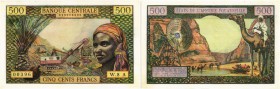 FRANKREICH / FRANZÖSISCHE TERRITORIEN. Banque Centrale des États de l'Afrique Équatoriale. Tschad (Symbol A). 500 Francs o. J. / ND (1963). Pick 4e. S...