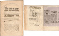 RÖMISCH DEUTSCHES REICH / ÖSTERREICH. Franz II. (I.), 1792-1835. Wiener Stadt Banko Zettel. Diverse Nominale 1800, 15. Juli. Proklamation über die Ein...