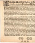 SCHWEIZ. Münzmandate. Unbestimmt. 1737, 5. Juni. Verrufung von 5 Münzen, dabei auch Bistum Chur, 2 Pfennig o. J. Obwalden, 1/2 Kreuzer 1733 & Montfort...