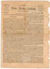SCHWEIZ. Zeitungen/Zeitschriften. Zürich. 1857, 8. September. Neue Zürcher Zeitung. 37. Jahrgang, Nummer 251. Selten / Rare. 2. Blatt mit Loch / Hole ...