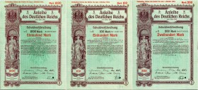 DEUTSCHLAND. Deutsches Reich - Reichsschuldenverwaltung - Germania. V. Kriegsanleihe, 1916 Oktober, Schuldverschreibung, 1916, Berlin. Los: 3 untersch...