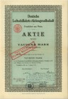 DEUTSCHLAND. Deutsche Luftschiffahrts-Aktiengesellschaft. Aktie 1000 Mark, 1910, Frankfurt. Faksimile Unterschrift von Franz Adickes (1846-1915), Bürg...