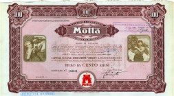 ITALIEN. Industria Motta Dolciaria ed Alimentare. Lot 8 druckgleiche Zertifikate, Milano. Davon 2 Zertifikate für eine Aktie, 1962 und 1969, braunrot....