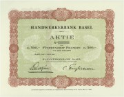 SCHWEIZ. Banken, Finanz und Versicherungen. Handwerkerbank Basel. Aktie Fr. 500.-, 1929, Basel. Blankett. Vorzüglich / Extremely fine.
1860 wurde die...