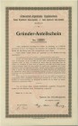 SCHWEIZ. Banken, Finanz und Versicherungen. Schweizerisch-Argentinische Hypothekenbank. Anteilschein, 1910, Zürich. Dieser Gründer-Anteil ist von Carl...