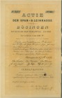 SCHWEIZ. Banken, Finanz und Versicherungen. Spar- & Leihkasse in Bösingen. Namenaktie Fr. 100.-, (1887), Bösingen. Rechter Rand Einriss, Tintenfleck. ...