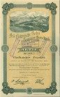 SCHWEIZ. Eisenbahnen / Bergbahnen / Trams etc. AG Elektrische Bahn Brunnen-Morschach. Aktie Fr. 500.-, 1904, Brunnen. Imposante Vignette mit Sicht auf...