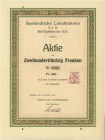 SCHWEIZ. Eisenbahnen / Bergbahnen / Trams etc. Seeländische Lokalbahnen S.L.B. Biel-Täuffelen-Ins AG. Aktie Fr. 250,-, 1918, Nidau. Grün/rosa, Sternen...