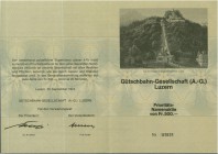 SCHWEIZ. Eisenbahnen / Bergbahnen / Trams etc. Gütschbahn-Gesellschaft AG. Prioritäts-Namenaktie Fr. 500.-, 1974, Luzern. Lot 2 Stück. Mit historische...