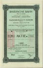 SCHWEIZ. Eisenbahnen / Bergbahnen / Trams etc. Rhätische Bahn AG. Aktie Fr. 500.-, 1911, Chur. Mit rotem Stempel der Nennwertreduktion auf Fr. 350,- a...
