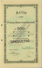 SCHWEIZ. Eisenbahnen / Bergbahnen / Trams etc. Pilatus-Bahn-Gesellschaft. Aktie Fr. 500.-, 1888, Alpnach. Mit Stempel der Kapitalreduktion auf Fr. 50....