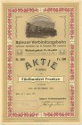 SCHWEIZ. Eisenbahnen / Bergbahnen / Trams etc. Spiezer Verbindungsbahn. Aktie Fr. 500.-, 1905, Spiez. Dekorativer Titel, Rahmen mit Blätterverzierung....