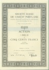 SCHWEIZ. Industrie / Energie. Société Suisse de Ciment Portland. Aktie Fr. 500.-, 1968, Neuchâtel. Vorzüglich / Extremely fine.
Die Gesellschaft wurd...