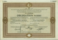 SCHWEIZ. Öffentliche Anleihen. Schweizerische Eidgenossenschaft. Obligation Fr. 5'000.-, 1933, Bern. 4% Staatsanleihe. Faksimilieunter­schrift von Jea...