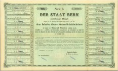 SCHWEIZ. Öffentliche Anleihen. Der Staat Bern. Obligation Fr. 1'000.-, 1864, Bern. Blankett. Sehr selten / Very rare. Vorzüglich / Extremely fine.
Ei...