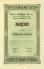 SCHWEIZ. Transport (Automobil / Aviatik / Schifffahrt etc.). Motor-Werke "Berna". Aktie Fr. 500.-, 1906, Olten. Grün, Abbildung der Fabrik und Berner ...