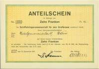 SCHWEIZ. Transport (Automobil / Aviatik / Schifffahrt etc.). Schiffahrtsgenossenschaft für den Greifensee. Anteilschein Fr. 10.-, 1941, Uster. Maur. V...