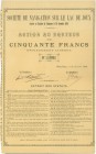 SCHWEIZ. Transport (Automobil / Aviatik / Schifffahrt etc.). Société de Navigation sur le Lac de Joux. Aktie Fr. 50.-, 1888, Sentier. Risse im Falz. S...