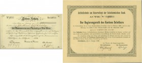 SCHWEIZ. Diverse. Grössere Lots. 16 Schweizer Wertpapiere: U.a. Bauernverein Oberbottingen 1864 (2), Reservefond Solo­thur­nische Bank 1886 (2), Züric...