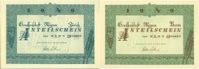 SCHWEIZ. Diverse. 5 Schweizer Konsumwerte: Zwei Anteilscheine der Genossenschaft Migros von Zürich und von Bern, 1949, beide mit Faksimile-Unterschrif...