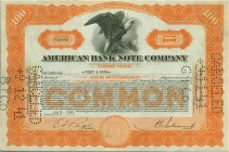 USA. American Bank Note Company. Lot 3 verschiedene Ausgaben: Certificate less 100 Shares 1942 (grau), Certificate 100 Shares 1941 (orange) und Certif...