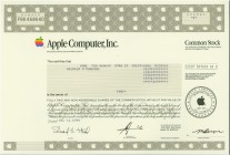 USA. Apple Computer, Inc. Common Stock, (1995), California. Mit Druckunterschrift von Michael H. Spindler, von 1993 bis 1996 President and Chief Execu...