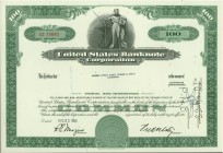 USA. 17 hauptsächlich US Bank- und Versicherungstitel. Darunter United Banknote 1974, National City Bank of New York 1932, Diebold Venture Capital 197...